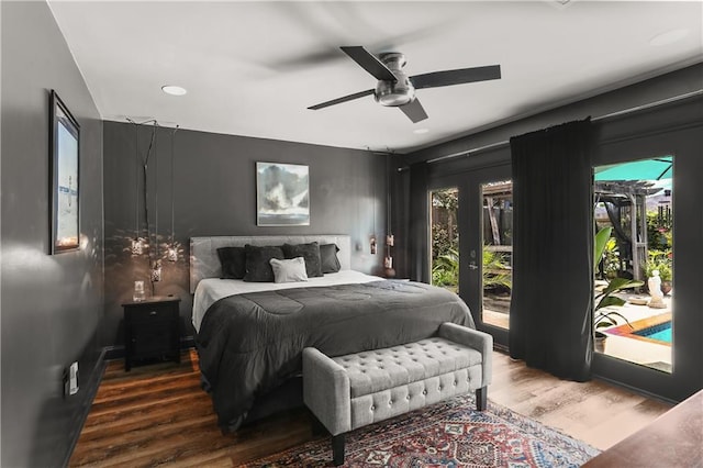 159 Valerie St, River Ridge, LA 70123 - bedroom with wood finished floors, access to outside, recessed lighting, and ceiling fan