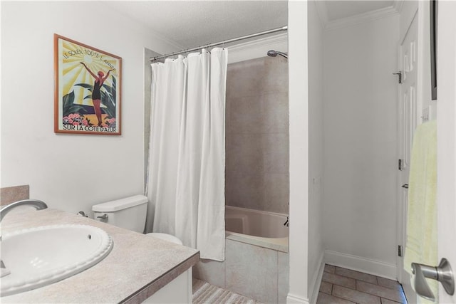 159 Valerie St, River Ridge, LA 70123 - bathroom with vanity, crown molding, tiled shower / bath combo, and tile patterned floors