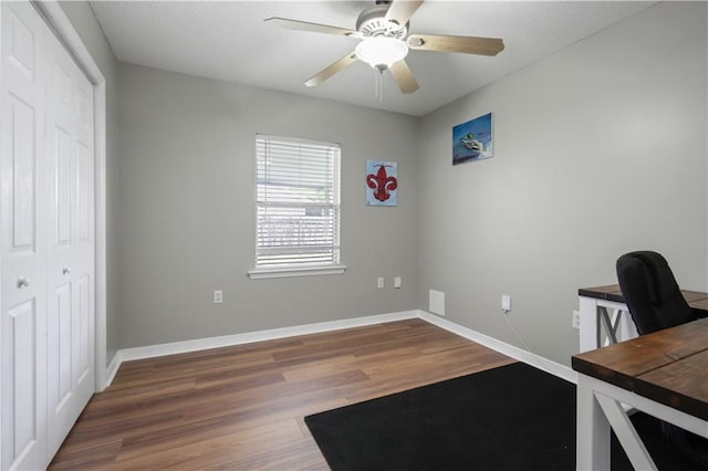 3225 Ridgeline Dr, Slidell, LA 70460 - office area featuring wood finished floors and ceiling fan