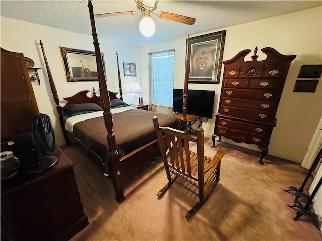6655 Dalark Dr, Baton Rouge, LA 70812 - bedroom with carpet flooring, a textured ceiling, and a ceiling fan