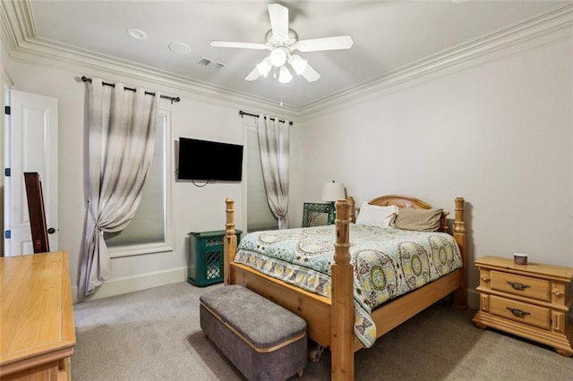 24 Royal Palm Dr, Kenner, LA 70065 - carpeted bedroom featuring crown molding and a ceiling fan