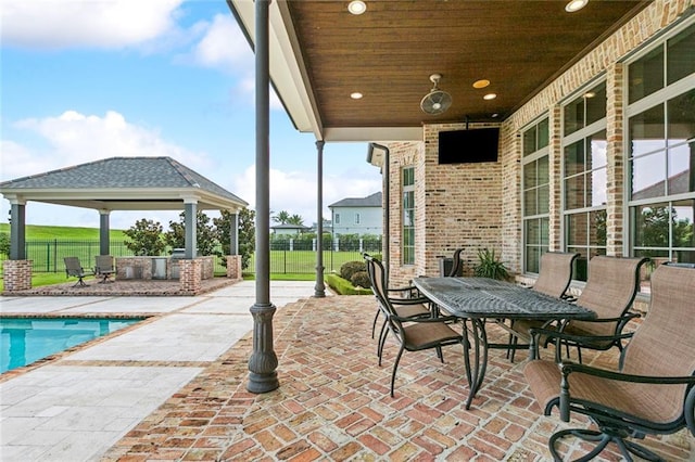 24 Royal Palm Dr, Kenner, LA 70065 - view of patio / terrace with a gazebo and outdoor dining area