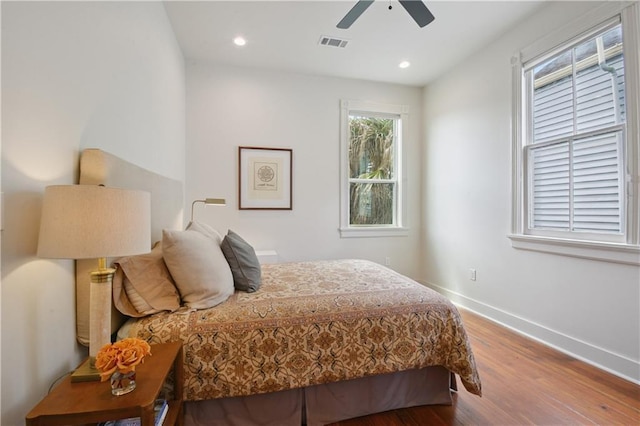 20810 S Scott St, New Orleans, LA 70119 - bedroom featuring wood finished floors, recessed lighting, and ceiling fan