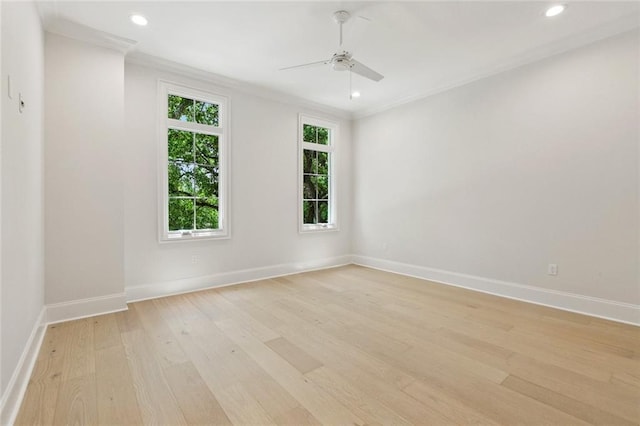 108 Dorrington Blvd, Metairie, LA 70005 - empty room with light wood-type flooring, ornamental molding, ceiling fan, and recessed lighting