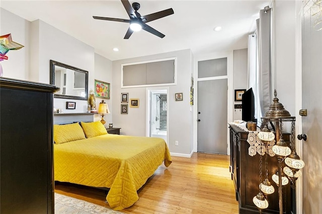 922 Elysian Fields Ave Unit B, New Orleans, LA 70117 - bedroom with light wood-type flooring, recessed lighting, and ceiling fan