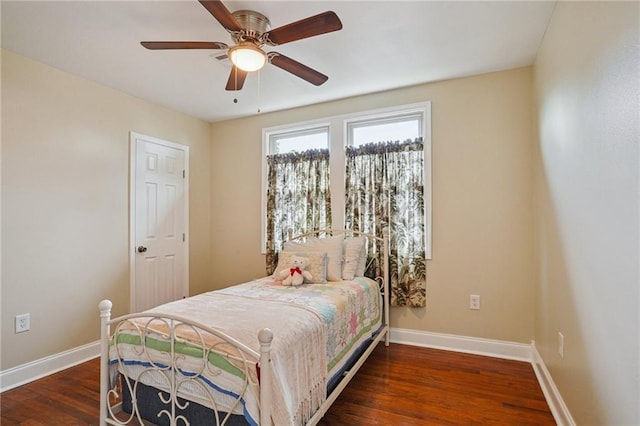 3713 Lausat St, Metairie, LA 70001 - bedroom with wood finished floors and a ceiling fan