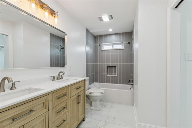 4625 Cleveland Pl, Metairie, LA 70003 - full bath with double vanity, bathing tub / shower combination, and marble look tile flooring