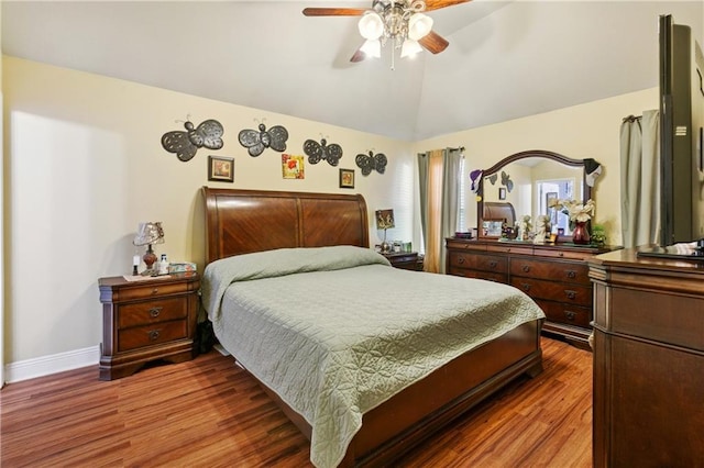 4501 13th St, Marrero, LA 70072 - bedroom with wood finished floors, lofted ceiling, and a ceiling fan