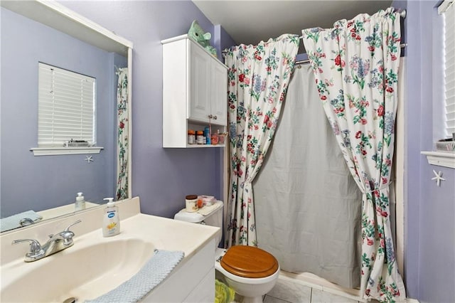4501 13th St, Marrero, LA 70072 - bathroom with vanity, tile patterned flooring, and a shower with curtain