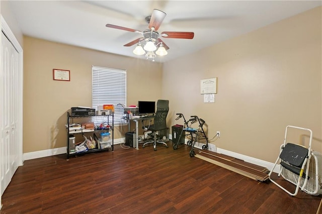 4501 13th St, Marrero, LA 70072 - office with wood finished floors and a ceiling fan
