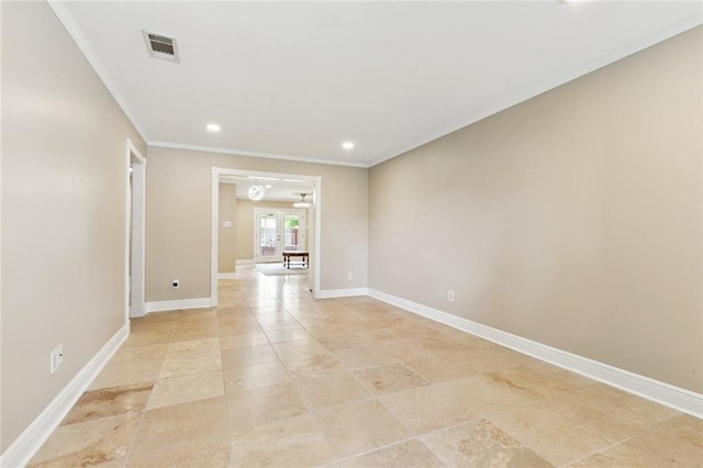 4513 Dreyfous Ave, Metairie, LA 70006 - spare room with ornamental molding and recessed lighting