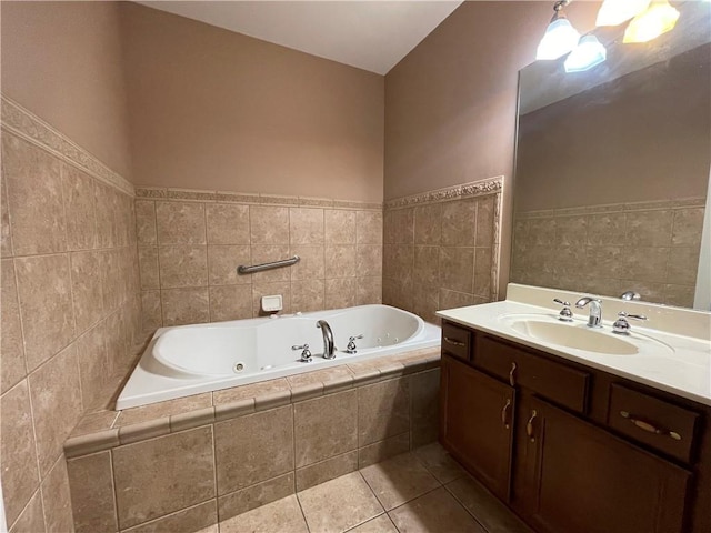 2986 Palm Dr, Slidell, LA 70458 - full bath with vanity, a jetted tub, and tile patterned flooring