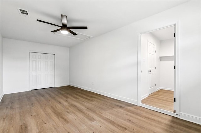 1828 San Francisco Rd, La Place, LA 70068 - unfurnished bedroom with wood finished floors, a closet, and ceiling fan