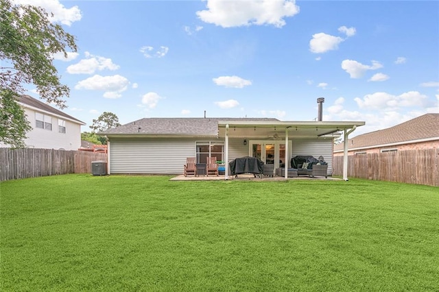 416 Spartan Loop, Slidell, LA 70458 - back of house with a fenced backyard, an outdoor hangout area, a patio area, and ceiling fan