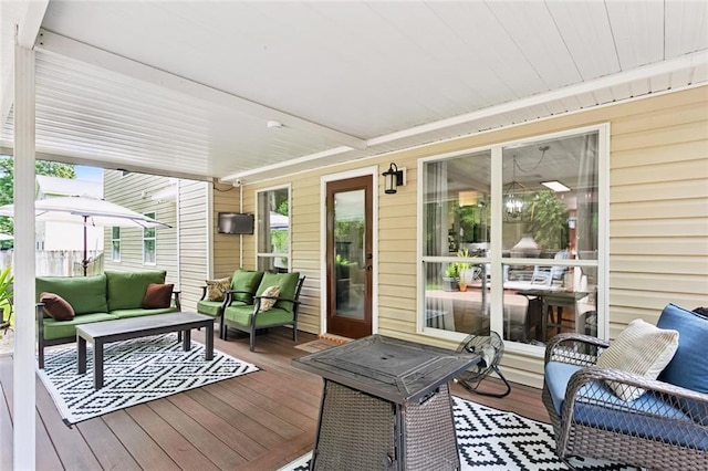 240 Emerald Crk W, Abita Springs, LA 70420 - wooden terrace with outdoor lounge area