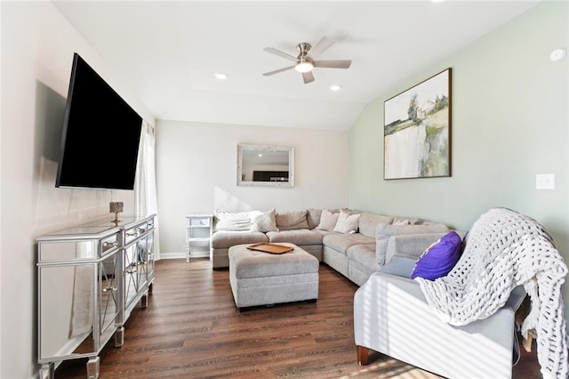 42310 Andrea Ln, Ponchatoula, LA 70454 - living room with a ceiling fan, dark wood-style floors, and recessed lighting