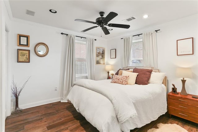 6910 General Diaz St, New Orleans, LA 70124 - bedroom featuring wood finished floors, ornamental molding, a ceiling fan, and recessed lighting