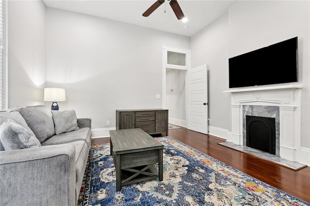 4532-34 Chestnut St, New Orleans, LA 70115 - living room featuring ceiling fan, wood finished floors, a premium fireplace, and recessed lighting