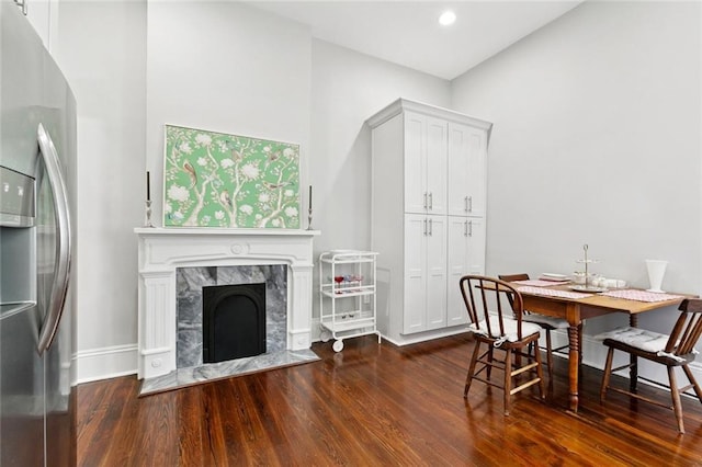 4532-34 Chestnut St, New Orleans, LA 70115 - dining room with dark wood-style flooring, recessed lighting, and a fireplace