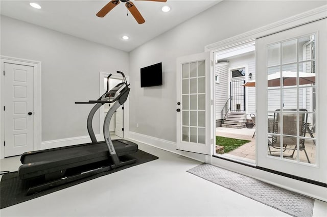 4532-34 Chestnut St, New Orleans, LA 70115 - exercise area with a ceiling fan and recessed lighting