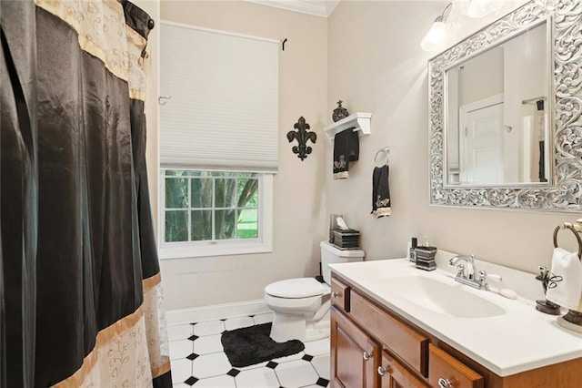 19632 Carol Morgan Rd, Franklinton, LA 70438 - bathroom featuring vanity, crown molding, and tile patterned floors