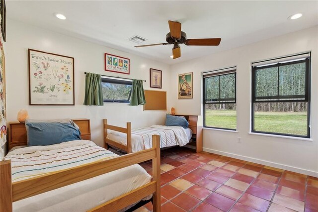 80695 Bob Baxter Rd, Bush, LA 70431 - tiled bedroom featuring recessed lighting and ceiling fan