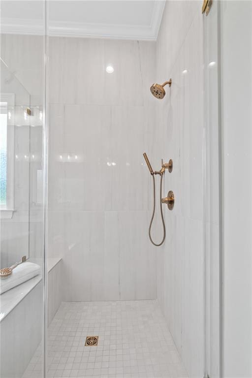 4141 Endor Loop, Mandeville, LA 70448 - bathroom with a shower stall and crown molding