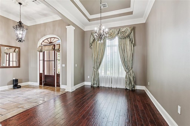 110 Lac Felicity Dr, Luling, LA 70070 - entrance foyer featuring a chandelier, plenty of natural light, wood-type flooring, and crown molding
