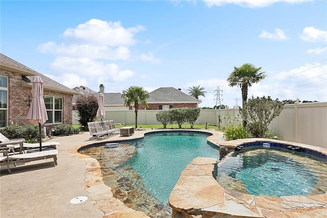 110 Lac Felicity Dr, Luling, LA 70070 - view of swimming pool with a fenced backyard, a patio area, and a pool with connected hot tub