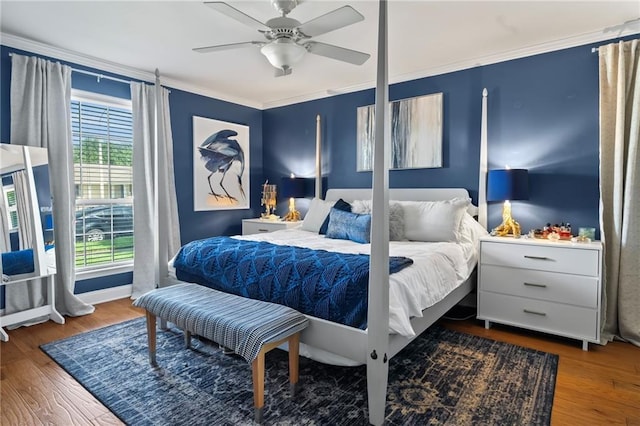 4301 Napoli Dr, Metairie, LA 70002 - bedroom featuring ornamental molding, wood finished floors, and a ceiling fan