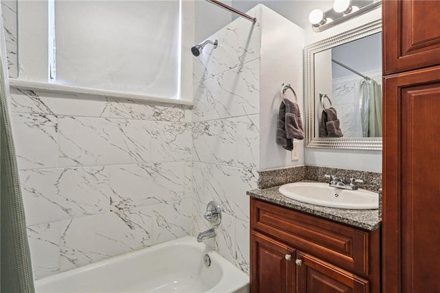 751618 Willow St, New Orleans, LA 70118 - bathroom featuring shower / bath combo with shower curtain and vanity