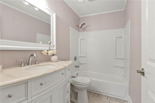 3309 Oak Dr, Violet, LA 70092 - bathroom with vanity, ornamental molding, bathtub / shower combination, and tile patterned floors