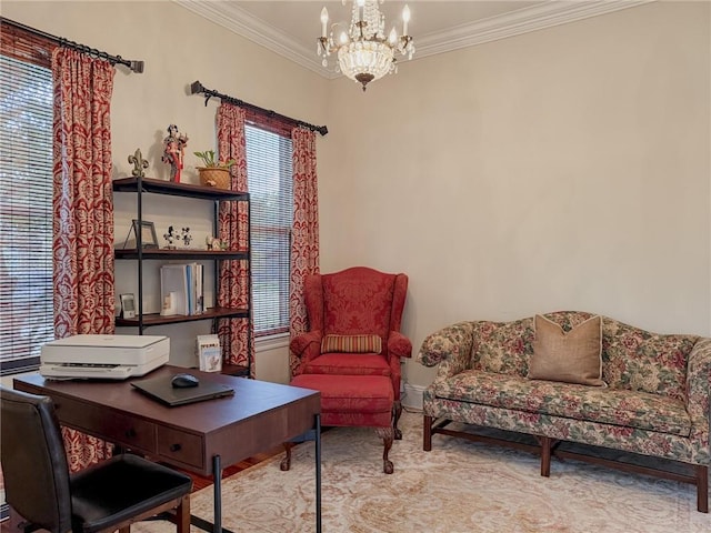 242 Douglas Dr, New Orleans, LA 70123 - office space featuring a chandelier and ornamental molding