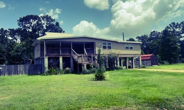21573 Katina Ln, Ponchatoula, LA 70454 - back of house featuring stairs and covered porch