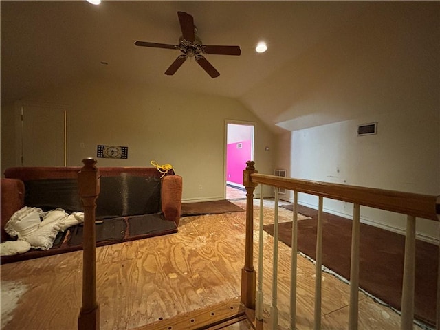 72075 Gum St, Abita Springs, LA 70420 - bedroom with vaulted ceiling, recessed lighting, and ceiling fan