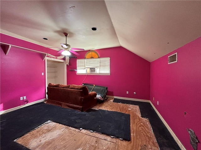 72075 Gum St, Abita Springs, LA 70420 - cinema featuring vaulted ceiling, a ceiling fan, and cooling unit