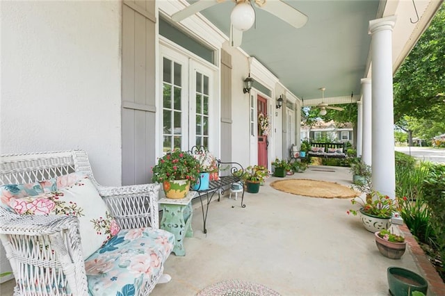 57 Beverly Garden Dr, Metairie, LA 70001 - covered porch with ceiling fan