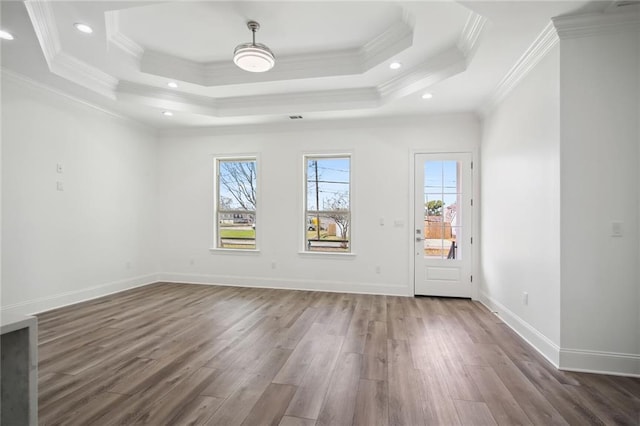 1916 Roosevelt Blvd, Kenner, LA 70062 - entryway featuring wood finished floors, a raised ceiling, crown molding, and recessed lighting