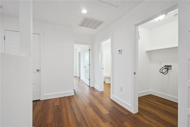 3304 Metropolitan St, New Orleans, LA 70126 - hall featuring attic access, wood finished floors, and recessed lighting