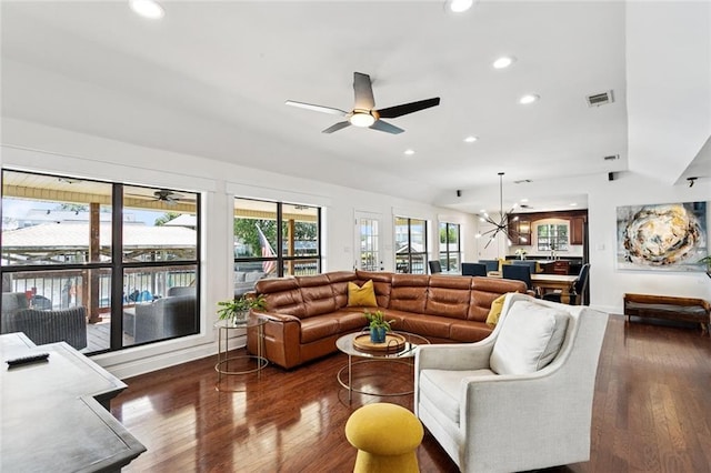 212 Ranger Pl, Slidell, LA 70458 - living area with a ceiling fan, healthy amount of natural light, recessed lighting, and wood finished floors