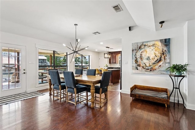 212 Ranger Pl, Slidell, LA 70458 - dining area featuring a chandelier, dark wood-style flooring, and recessed lighting