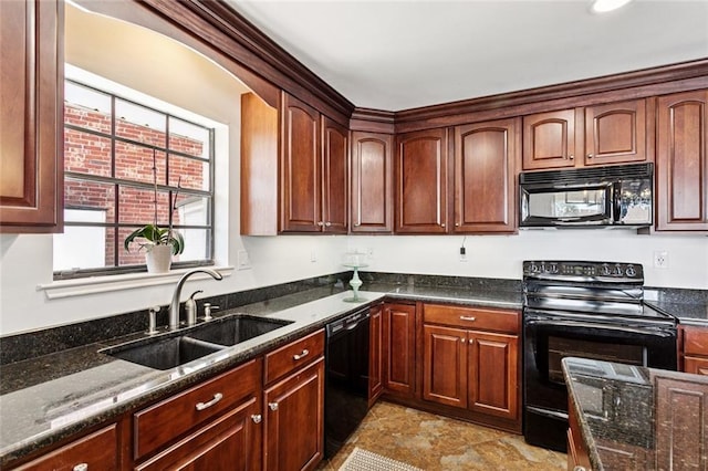212 Ranger Pl, Slidell, LA 70458 - kitchen with black appliances and dark stone countertops