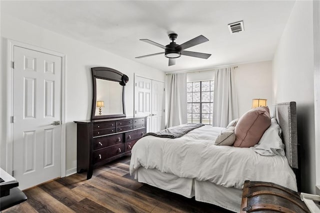 212 Ranger Pl, Slidell, LA 70458 - bedroom with dark wood finished floors and a ceiling fan