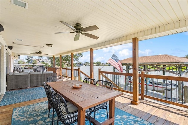 212 Ranger Pl, Slidell, LA 70458 - deck with ceiling fan, an outdoor hangout area, and outdoor dining area