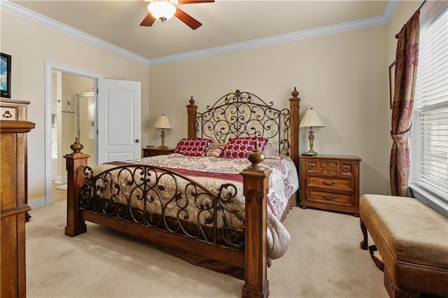 158 Emerald Oaks Dr, Covington, LA 70433 - bedroom featuring carpet floors, crown molding, and a ceiling fan