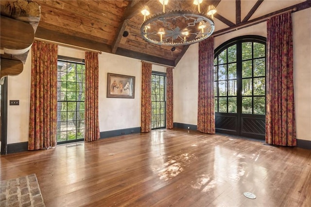 266 Wpa Rd, Ms, MS 39459 - foyer with hardwood / wood-style flooring, a chandelier, and wooden ceiling