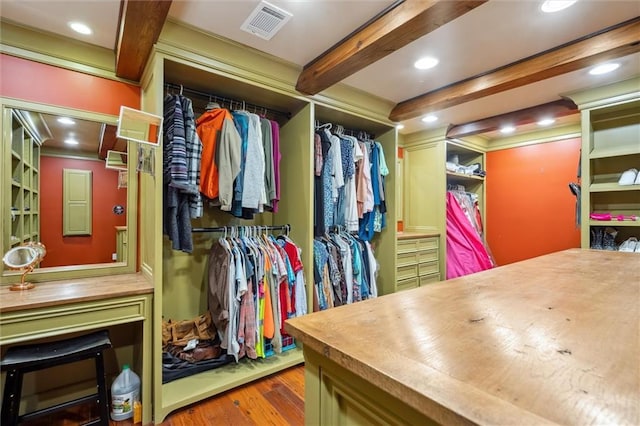 266 Wpa Rd, Ms, MS 39459 - spacious closet with wood finished floors and beam ceiling