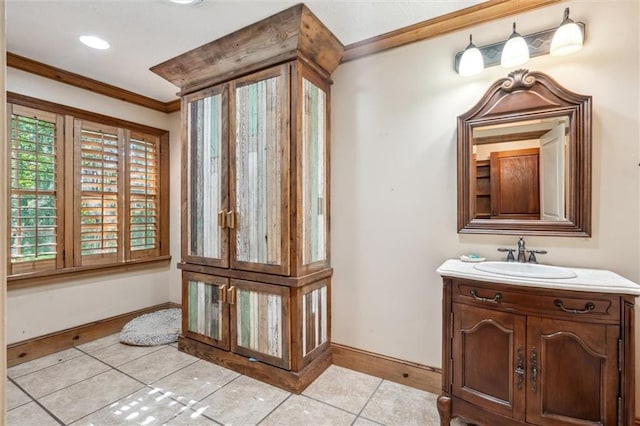 266 Wpa Rd, Ms, MS 39459 - bathroom featuring crown molding, vanity, and tile patterned floors