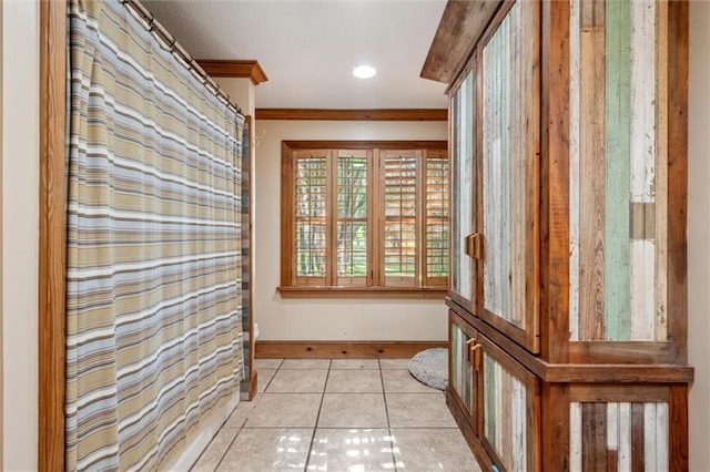 266 Wpa Rd, Ms, MS 39459 - corridor with ornamental molding, light tile patterned floors, and recessed lighting
