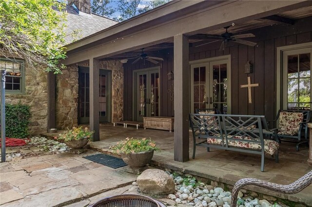 266 Wpa Rd, Ms, MS 39459 - view of patio / terrace featuring french doors, a ceiling fan, and outdoor lounge area